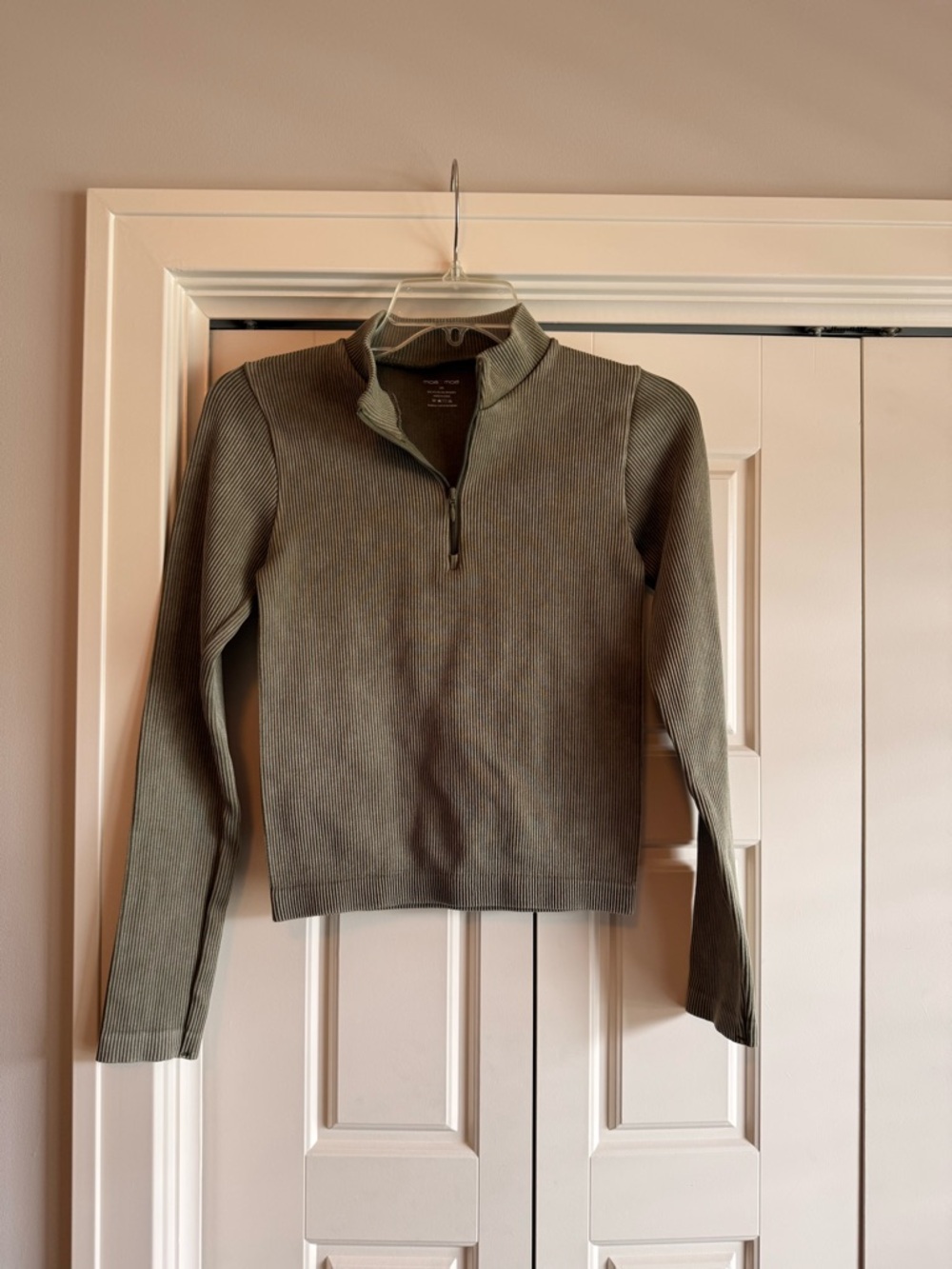 Ribbed Half-Zip Sweater - Olive Green